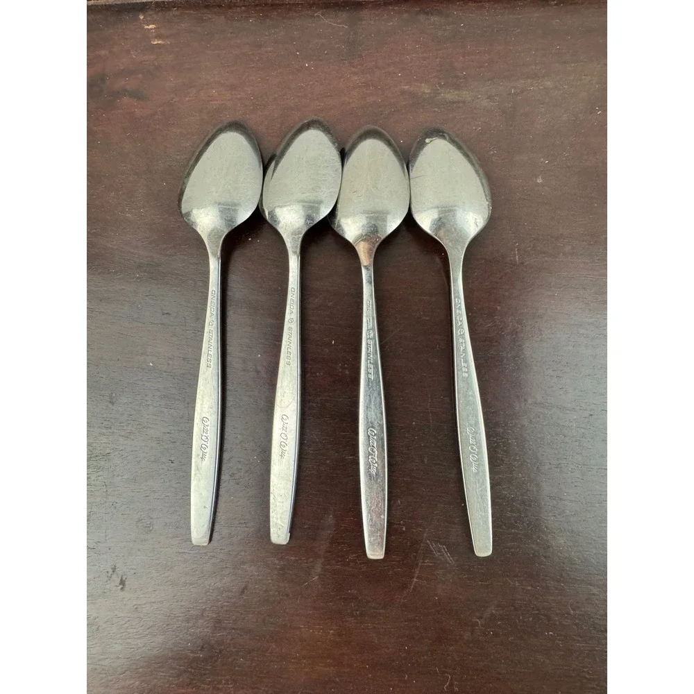 Oneida Will O Wisp Stainless Teaspoons Set of 4 Mid Century Modern Flatware
